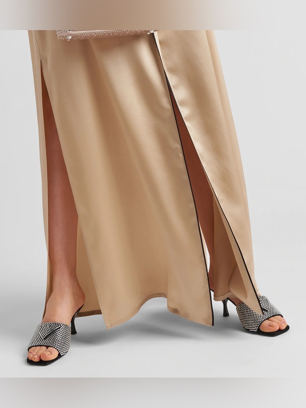 Prada SATIN HEELED SANDALS WITH CRYSTALS - Picture 10 of 15